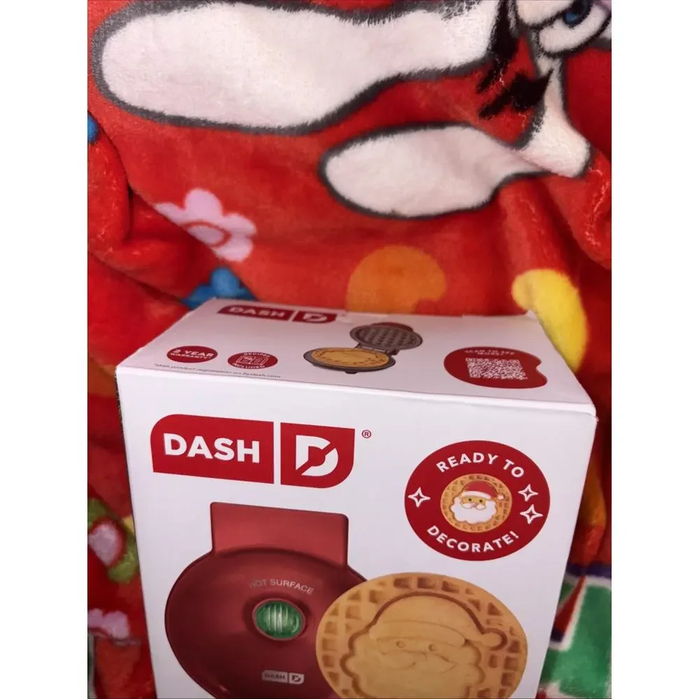 Dash Santa Claus Mini Waffle 2025 Maker Non-Stick 4” Surface BRAND NEW